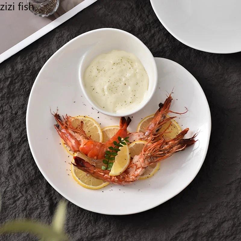Irregular Ceramic Plate Snack Plate Dumpling Dish Dessert Dish Conch Shape Serving Plate Restaurant Molecular Cuisine Tableware