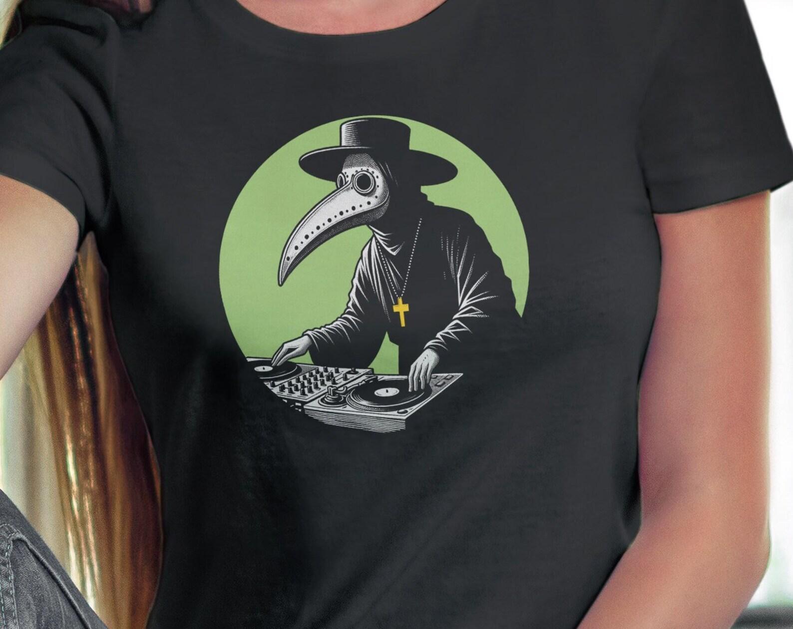 Plague Doctor DJ T-Shirt – Funny Retro Spin Doctor Tee 3XL