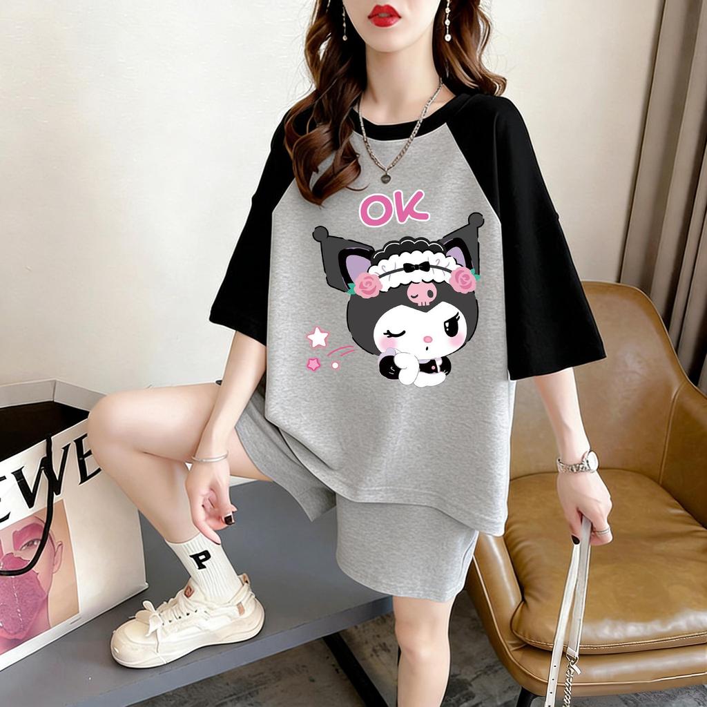 Plus Size Women's Loose Short Sleeve Cartoon T-Shirt - Korean Style Summer Top