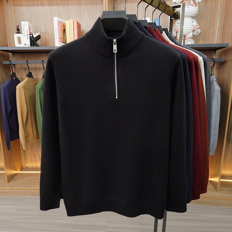 2025 Herbst/Winter Herren Warmer Wollstrickpullover mit halbem Stehkragen