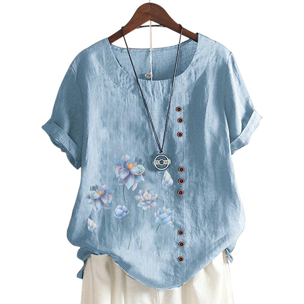 

Женская повседневная хлопковая футболка с принтом, 11 цветов L синий