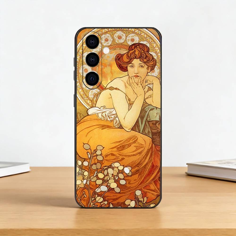 

ART Alphonse M-Mucha Phone Case For Samsung Galaxy A73,A72,A71,A70,A53,A52,A51,Others Soft Black Cover Samsung a41