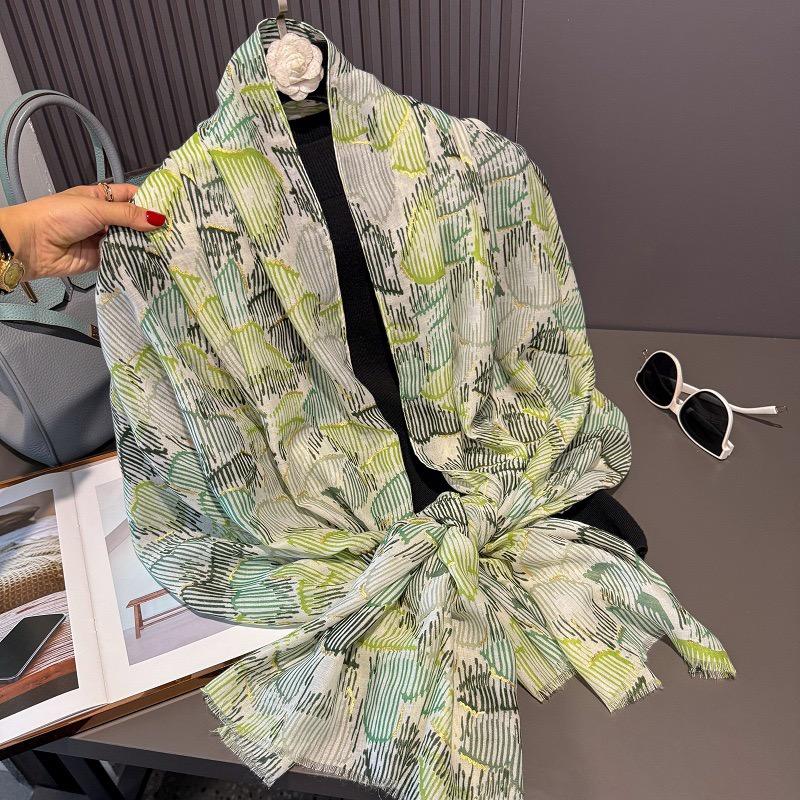 Winter Fashion Ombre Geometric Fringe Viscose Shawls Scarf High Quality Wrap Pashmina Stole Bufandas Muslim Hijab 180*90Cm