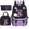 Katseye Kpop Girl Group Photo Set 3-Piece Backpack Set with Pencil Case and Lunch Bag, Trendy Color Block School Bookbag for Teen Girls