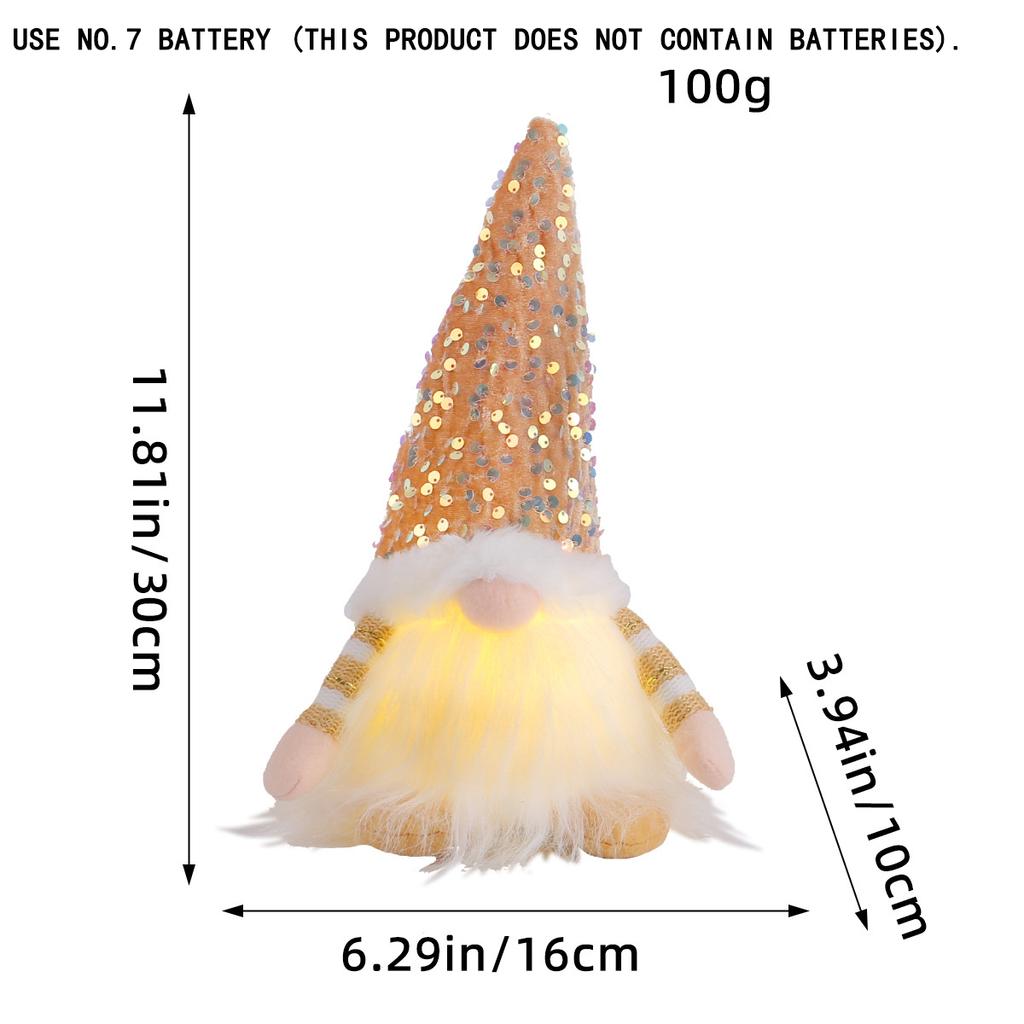 Christmas Decorations Christmas Sequins with Lights Rudolph Doll Christmas Glow Faceless Doll Ornaments