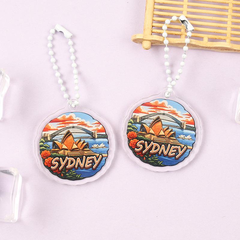 Iconic Landmark Acrylic Keychain Pendant - National Style Architecture Commemorative Souvenir