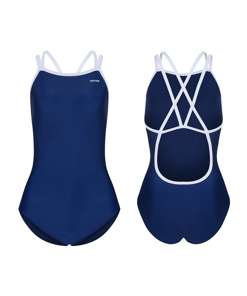 Jeteseu Hydroglide Navy Double Strap Crossbody One-Piece Swimsuit L9A6008