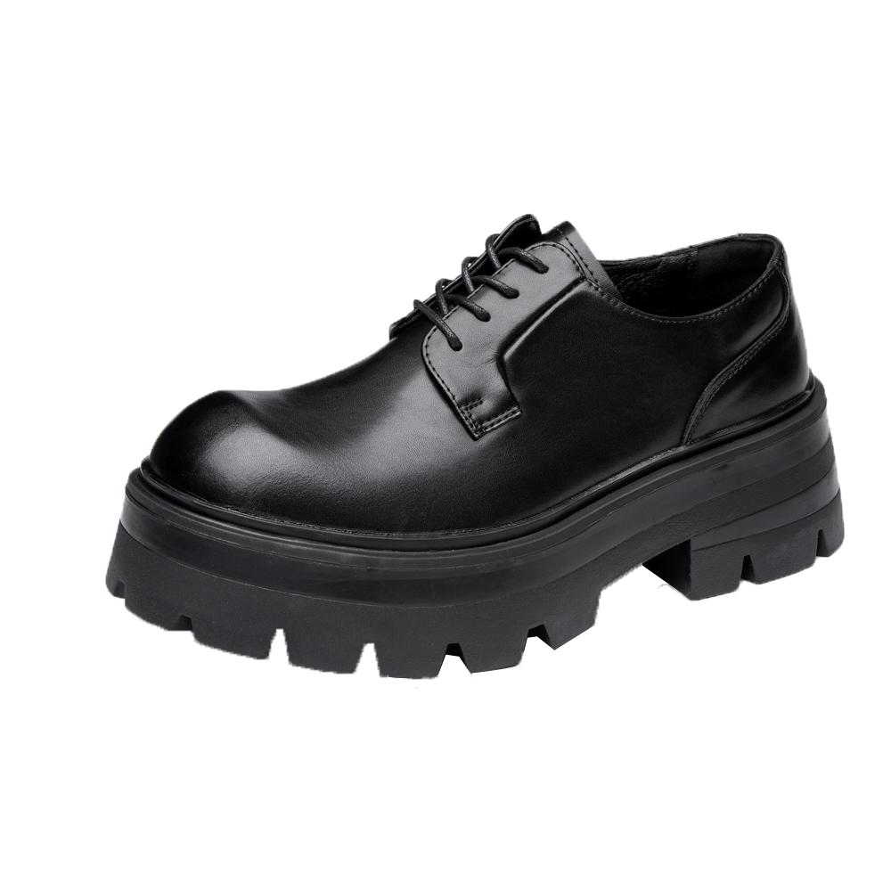 

Дизайнерский стиль, тренд, новые кожаные мужские туфли в британском стиле, черные, увеличивающие рост, на шнуровке, для бизнеса, повседневные, для вечеринок, для прогулок 44 чёрный