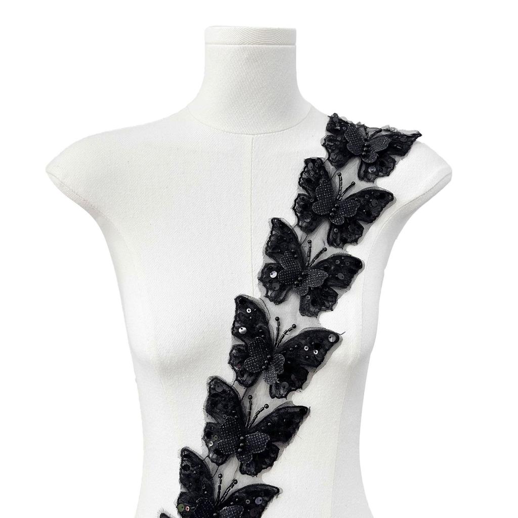 Black Butterfly Handmade Staple Sequins Barcode Cloth Sticker Clothing Lolita Skirt Hair Accessories Lace Accessories