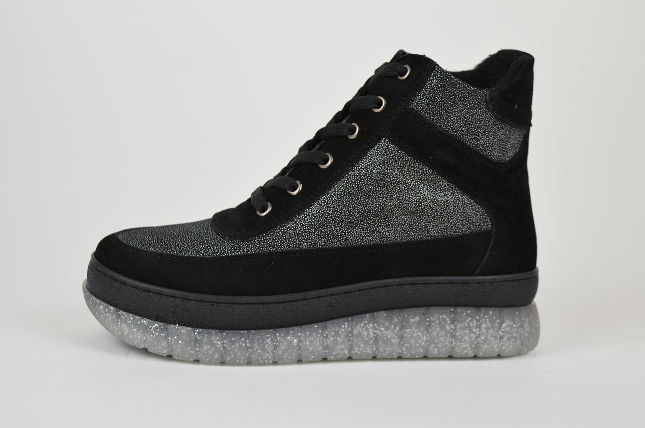 

Черевики на платформі Donna Style 30698 36 Чорно-сріблясті шкіра-замша 39 чорний