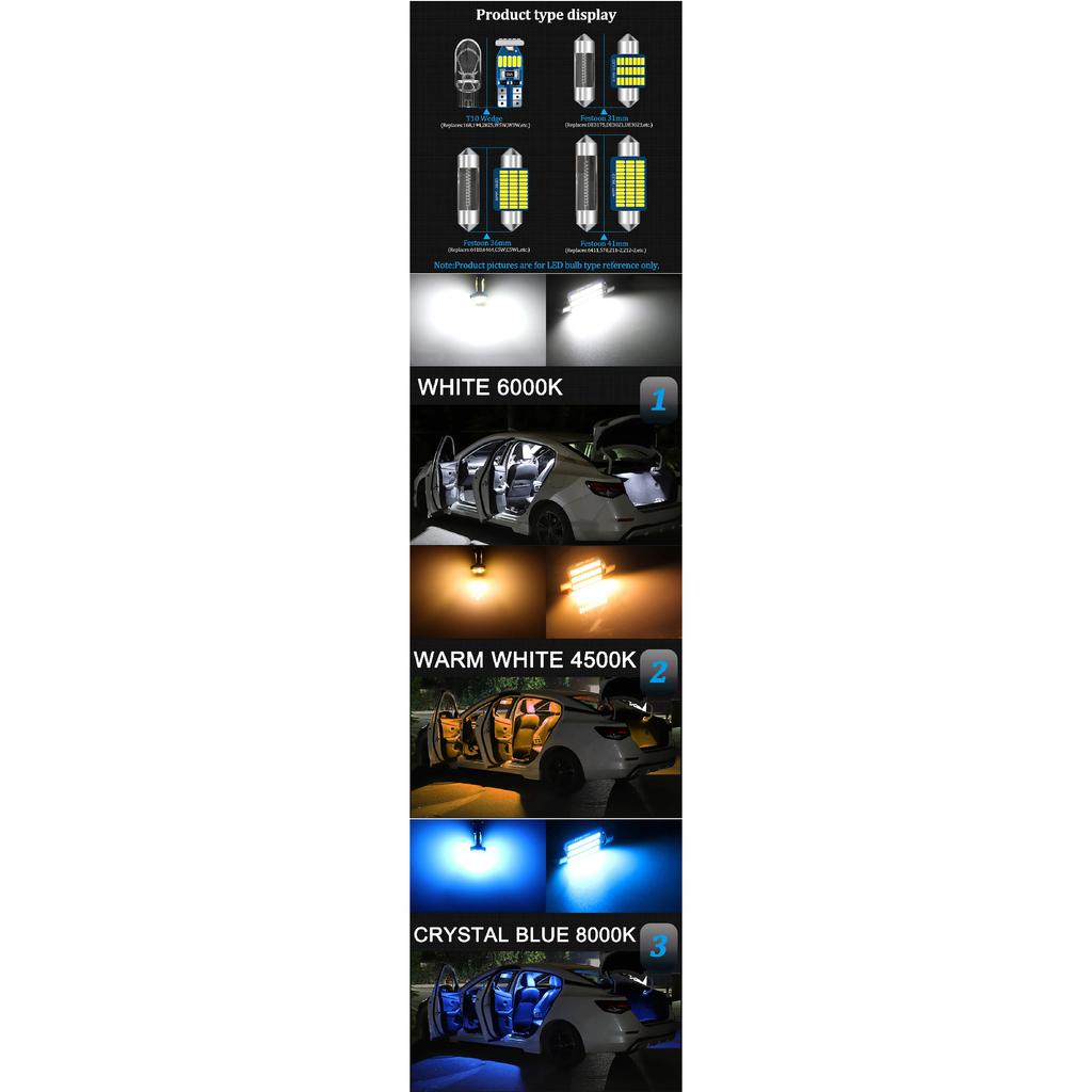 For VW Volkswagen Golf 4 MK4 1999 2000 2001 2002 2003 2004 2005 Accessories, 13Pcs LED Interior Dome Reading Light Bulb Kit