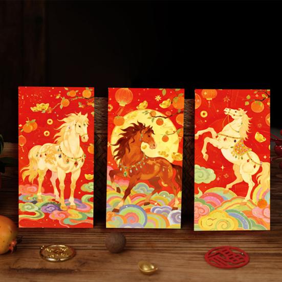 6 Pcs Envelopes Year of The Horse Chinese New Year Red Hong Bao Spring Lucky Pockets