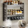Multi Layer Punch-Free Kitchen Condiment Storage Rack Stainless Steel Seasoning Jar Organizer Space-Saving Home Decor