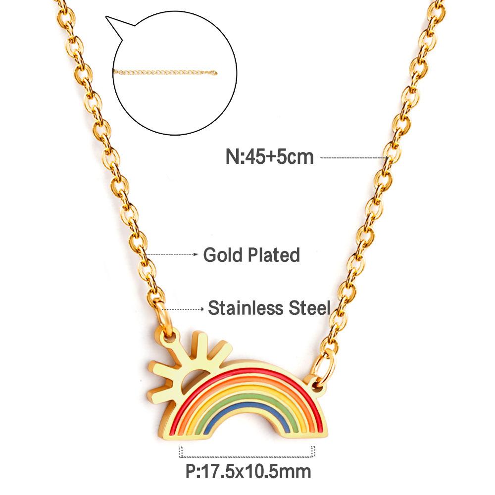 Rainbow Necklace Women's Simple Temperament Sweet Wind Personality Color Drip Necklace Stainless Steel Clavicle Chain