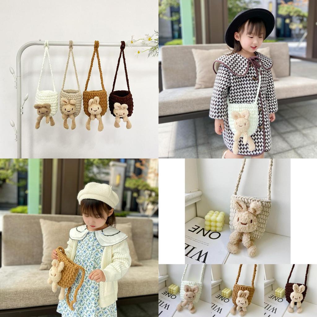 Adorable Korean Style Children's Cute Rabbit Knit Yarn Shoulder Bag For Girls
