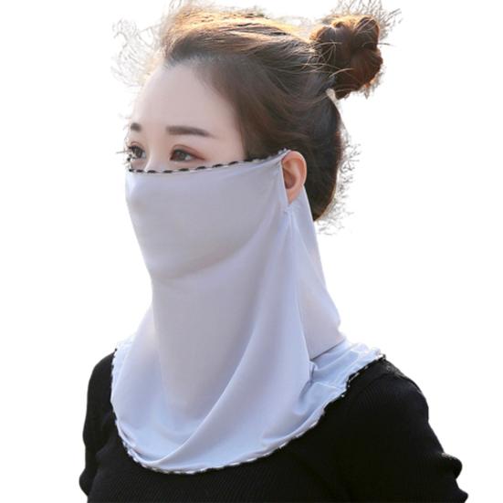Women Floral Soft Chiffon Anti Dust Sun Protection Face Cover Neck Gaiter Scarf