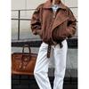 Europe and America Cross Border 2025 Spring & Fall New Arrival Retro Fashion Casual Brown Short Loose Jacket Coat Female Coat