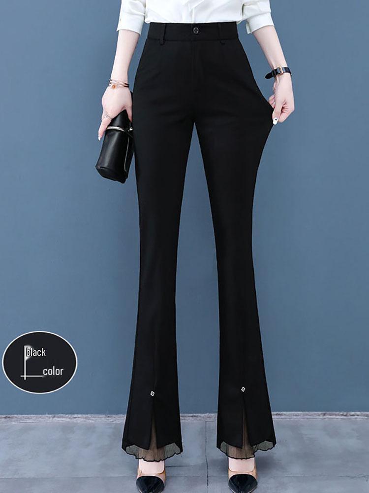 Specht Damen Schlaghose mit hohem Bund und Schlitz - Fleecegefüttert, Petite, Freizeitanzug, Schwarz für Frühling & Herbst