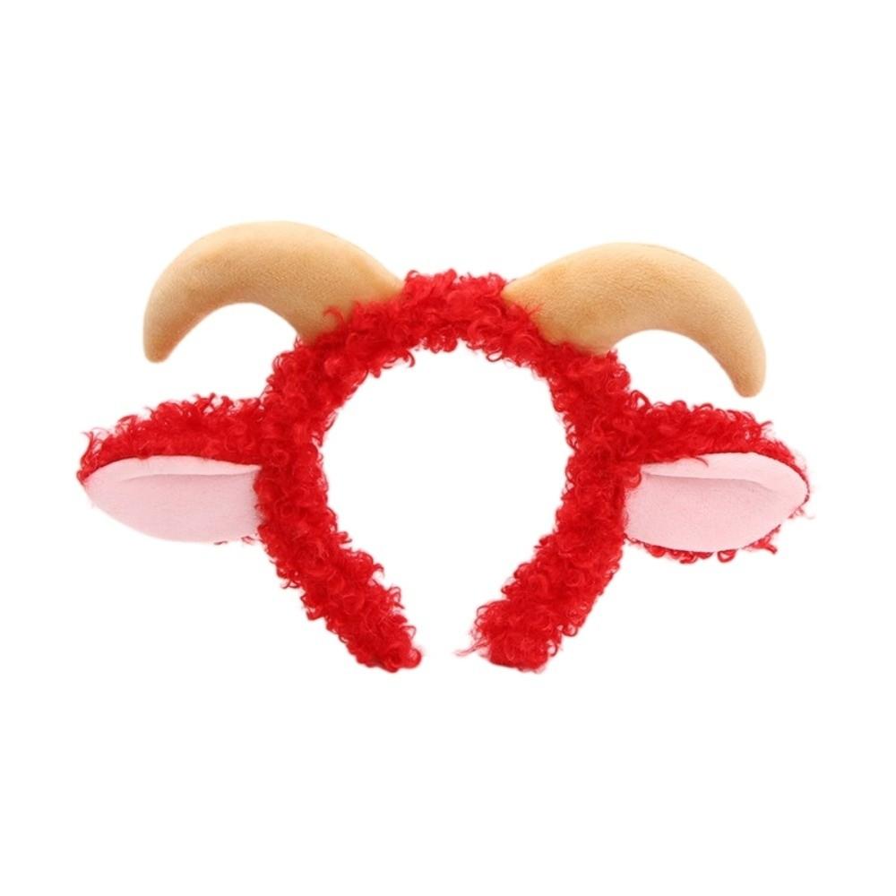 Soft Goat Ears Headband Plush Lamb Cosplay Tail Comfortable Wear Sheep Horn Hair Band Photo Props