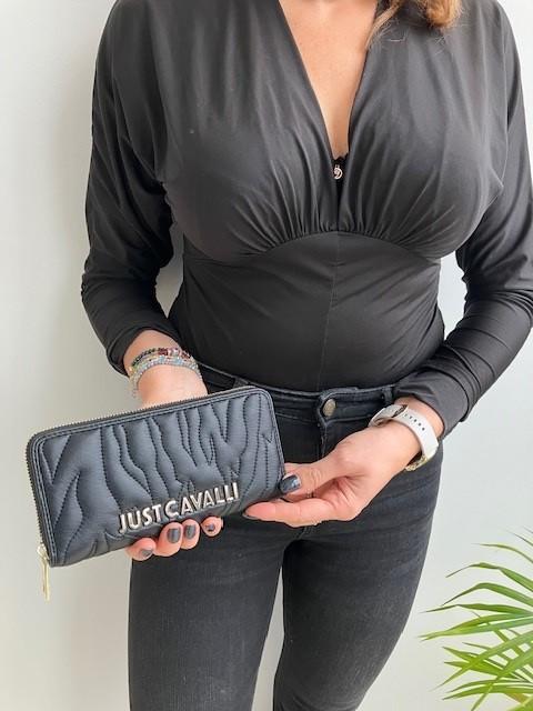Just cavalli branded women's wallet, spacious, black