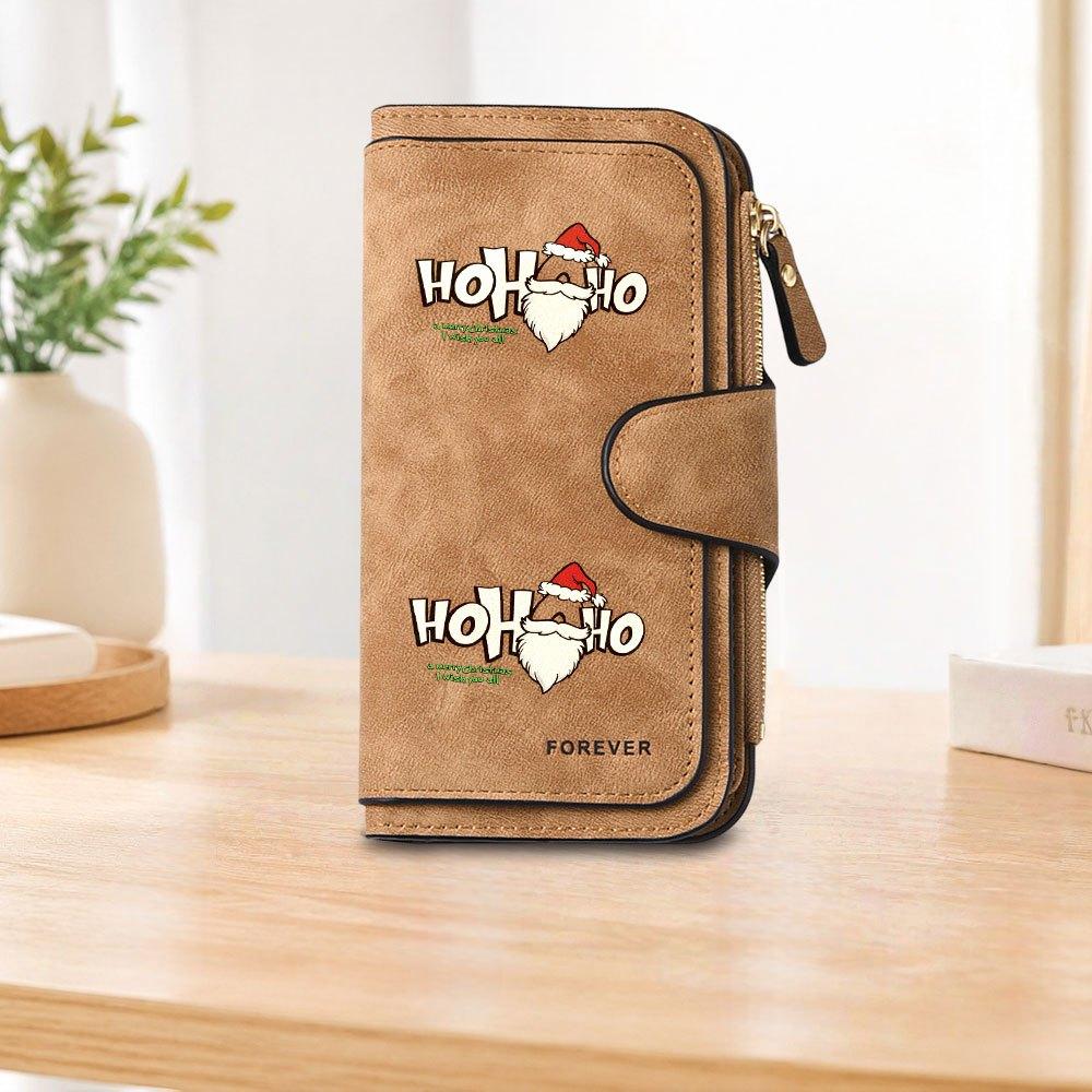 1pc Santa Claus HOOHO Long Zipper Wallet, Large Capacity Card Holder, Unisex Clutch Bag, Fashionable Zipper Coin Purse, Suitable for Daily Use, A