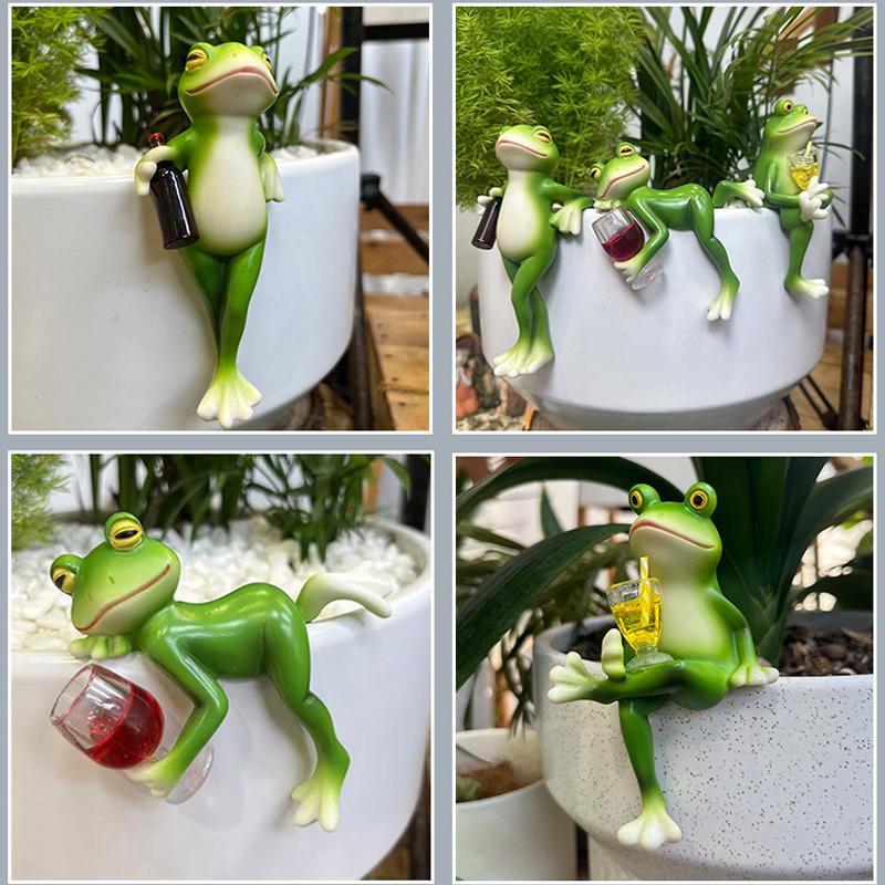 

1PC Realistic Resin Frog Hanging Ornament for Flower Pots Glass Fish Tank Yard MINI Animal Statue for Outdoor Garden Lawn Decor