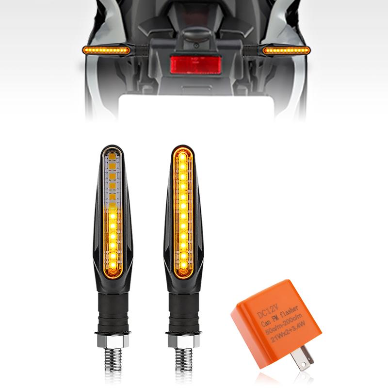 Motorcycle LED Turn Signals Light Amber Flasher Flowing Water Built Relay 12LED Turn Signal Lamp Motorcycle Flashing Lights