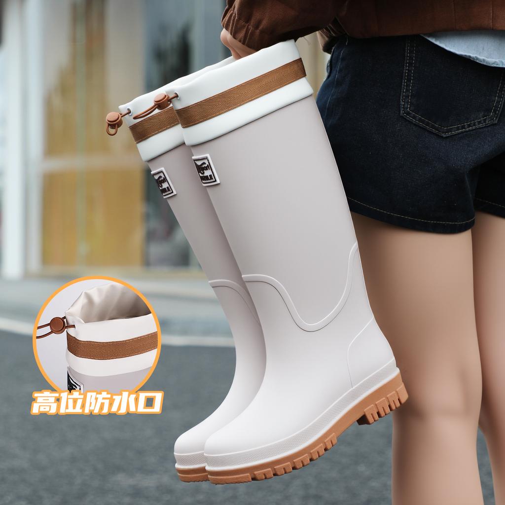 High anti-skid rain boots women's PVC rubber shoes adult four-season outer wear rain shoes rain boots thick sole wear-resistant