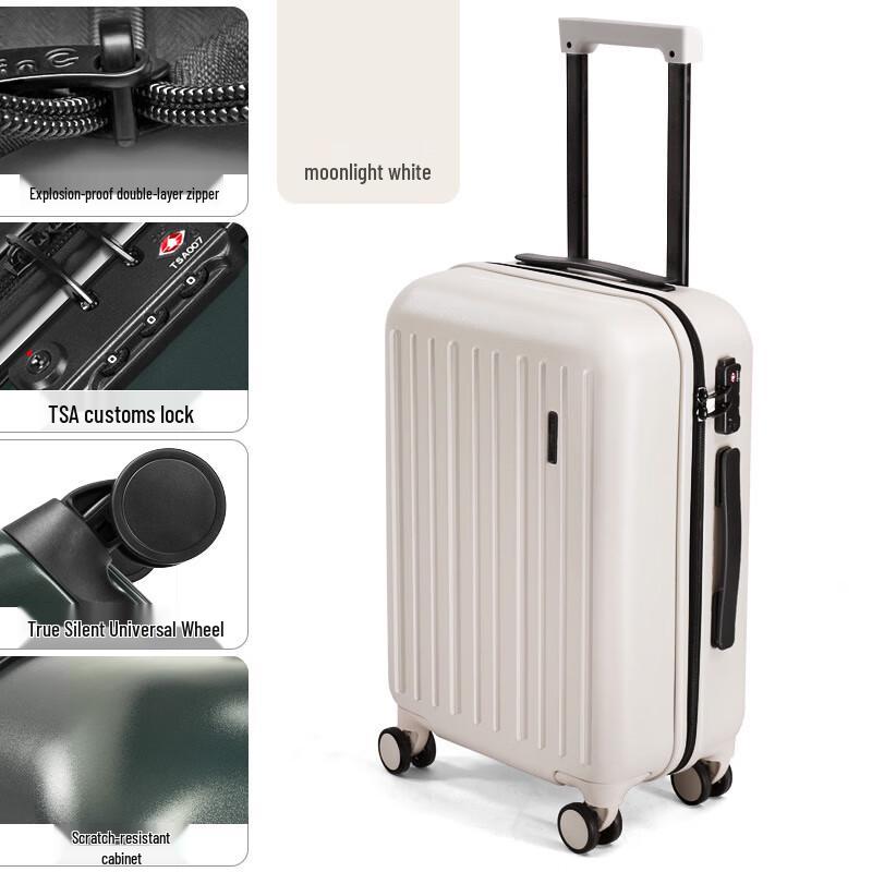 TOUO Moonlight White Large Capacity PC Luggage 26 Inches