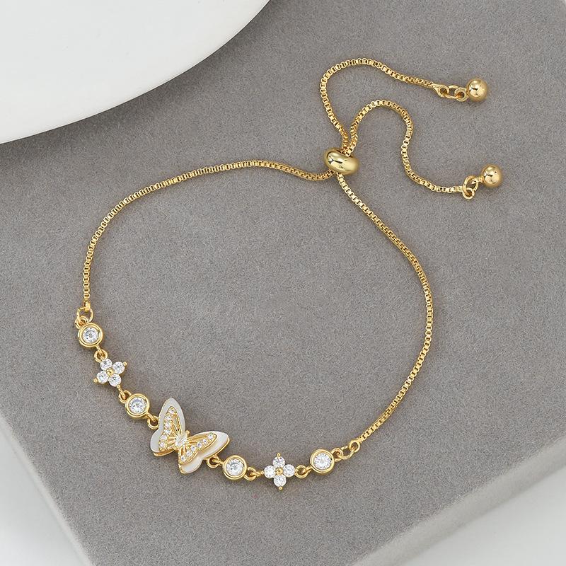 

Регулируемый выдвижной браслет цирконий темперамент украшения для рук женские ракушки бабочки стильный женский браслет-цепочка идеальный подарок на 2024 год