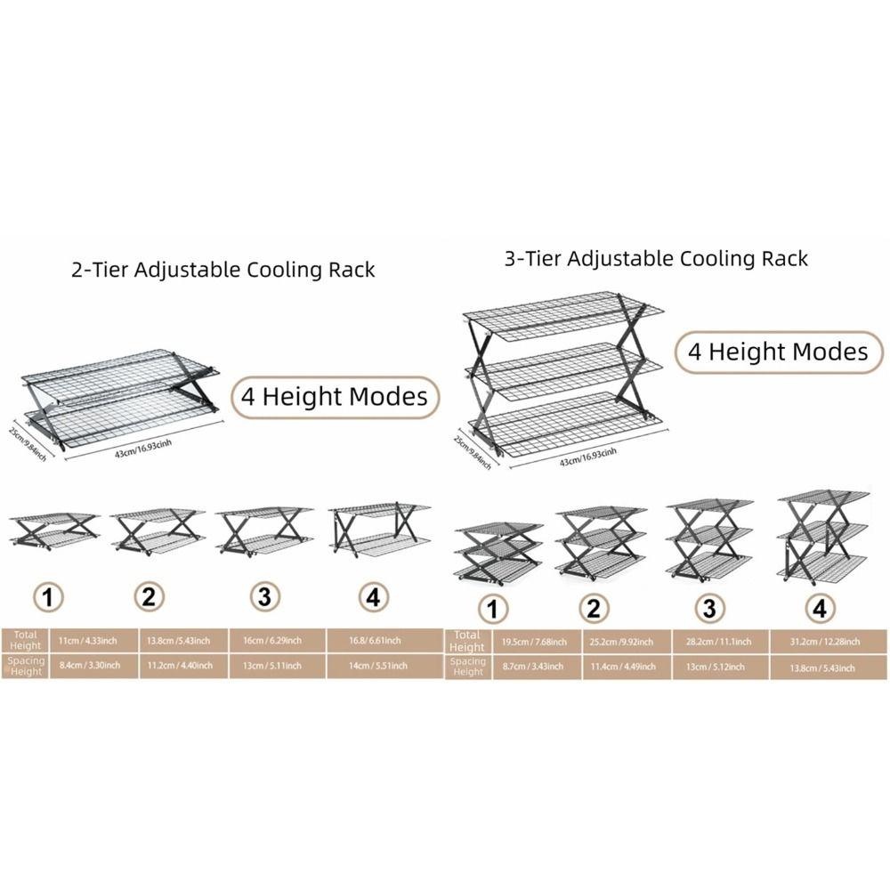 Multi-Purpose Multi Layer Collapsible Cooling Rack Non-stick Adjustable Bread Cooling Rack Mesh Folding Camping Rack Barbecue