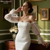 Detachable Off Shoulder Tulle Puff Arm Cuffs, Floral Lace Flared Wrist Mesh Sleeve Covers For Bridal Wedding Strapless Gown Photoshoot