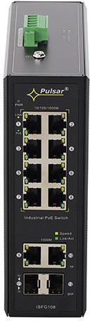 PULSAR ISFG108 Industrial PoE Switch 8xPoE 2xSFP 2xRJ45 Gigabit
