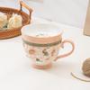 Camellia Large Capacity Ceramic Breakfast Milk Oat Cup Pastoral Style with Dim Sum Ceramic Coffee Mark Cup