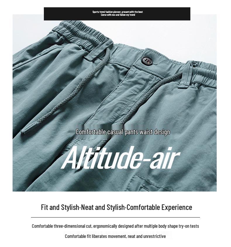 Summer Men's Cotton Multi-Pocket Riding Shorts: Durable, Washed, and Trendy Casual Wear.