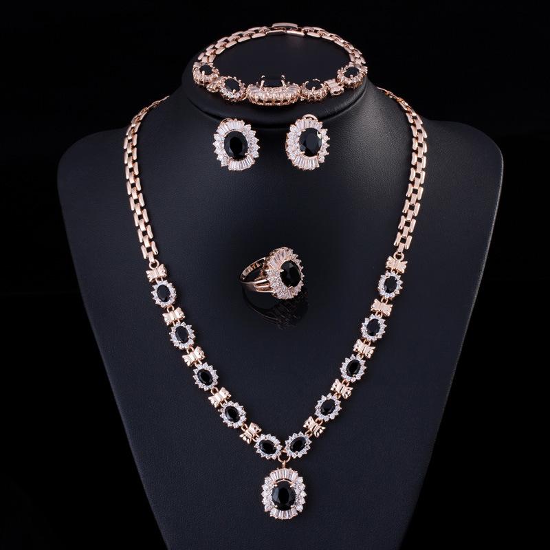 Wysokiej klasy retro zestaw naszyjnika z cyrkoniami łańcuszek damska biżuteria zestaw ślubny