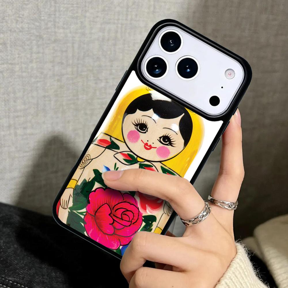Capa Case for iPhone 17 Air 16 Pro Max 15 Plus 11 13 Mini 14 12 Back Phone Cover Cute Russian Dolls Matriochkas