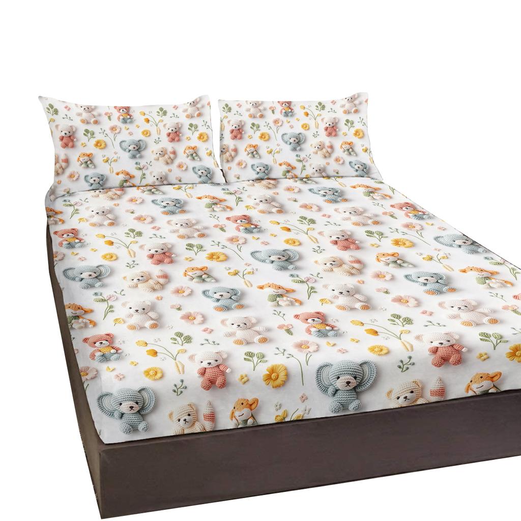 3-Piece Bed Set With A Cute Teddy Bear, Comes With 2 Pillowcases, Suitable For Living Room And Bedroom (Toy, Unique Gift)