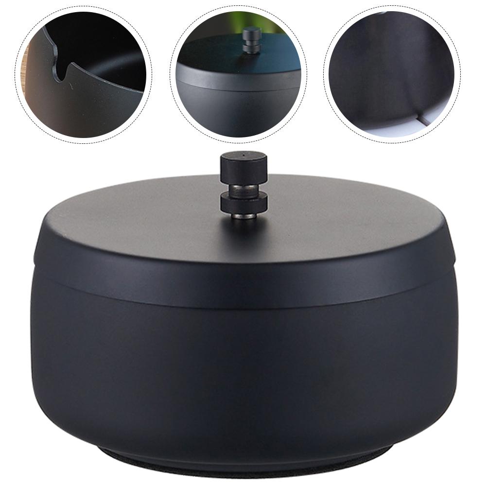 Ash Tray Stainless Steel Ashtray With Lid Convenient Delicate Outdoor Desktop Ornament Wear-Resistant Office 8.8x8.8x7cm
