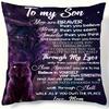 1pc To My Son Wolf Theme Pillow Cover Inspirational Quote Cushion Case Gift for Son