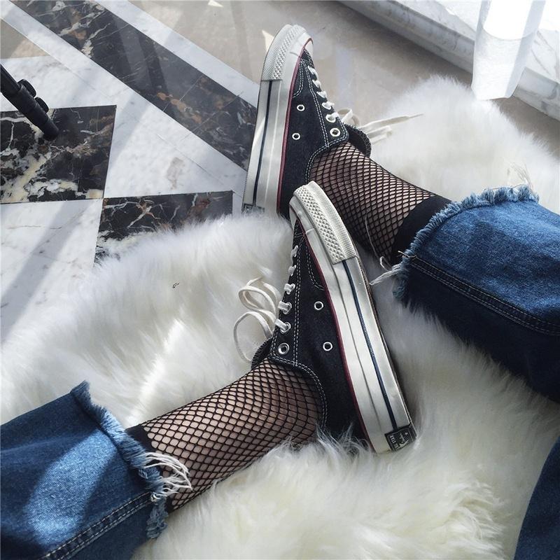 Women Ruffle Fishnet Ankle High Socks Lady Mesh Lace Fish Net Short Socks
