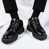 2025 autumn new business black leather shoes men's Hong Kong style low-top men's shoes young men's casual shoes fashion shoes