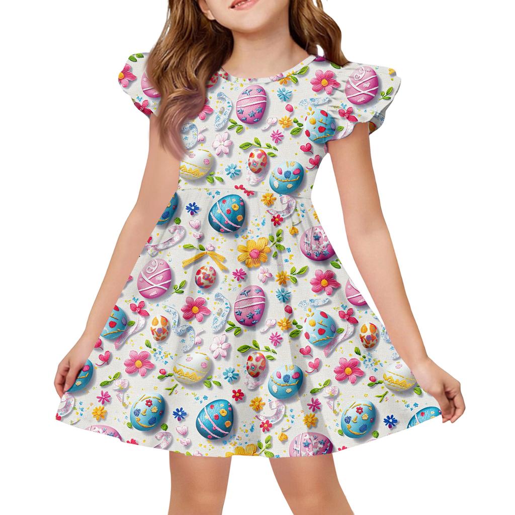 Girls' Summer Princess Dress - A-Line T-Shirt Dress Easter Day
