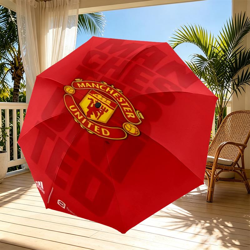 Manchester United F.C Print Automatic Open Close Umbrella, Portable Foldable Umbrella, for Outdoor Commute Camping Trip, Ideal Birthday Gift