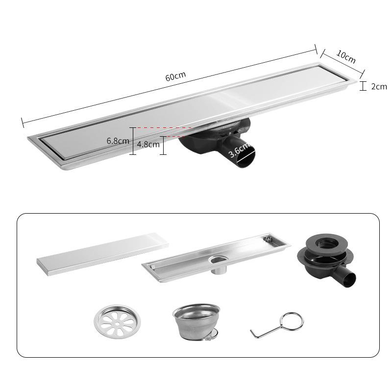 Custom Manufacturing Invisible Grate Design Linear Tile Insert 304 Toilet Bathroom Shower Floor Drain Stainless Steel