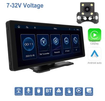 10.26" Smart Player+Rear Reverse Camera For Wireless Carplay Android Auto Tablet