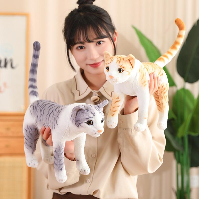 1Pc 35CM Simulation Pet Cat Plush Toys Internal Bracket Animal Dolls Stuffed Soft Orange Cat Grey Cat Rural Cat Toy