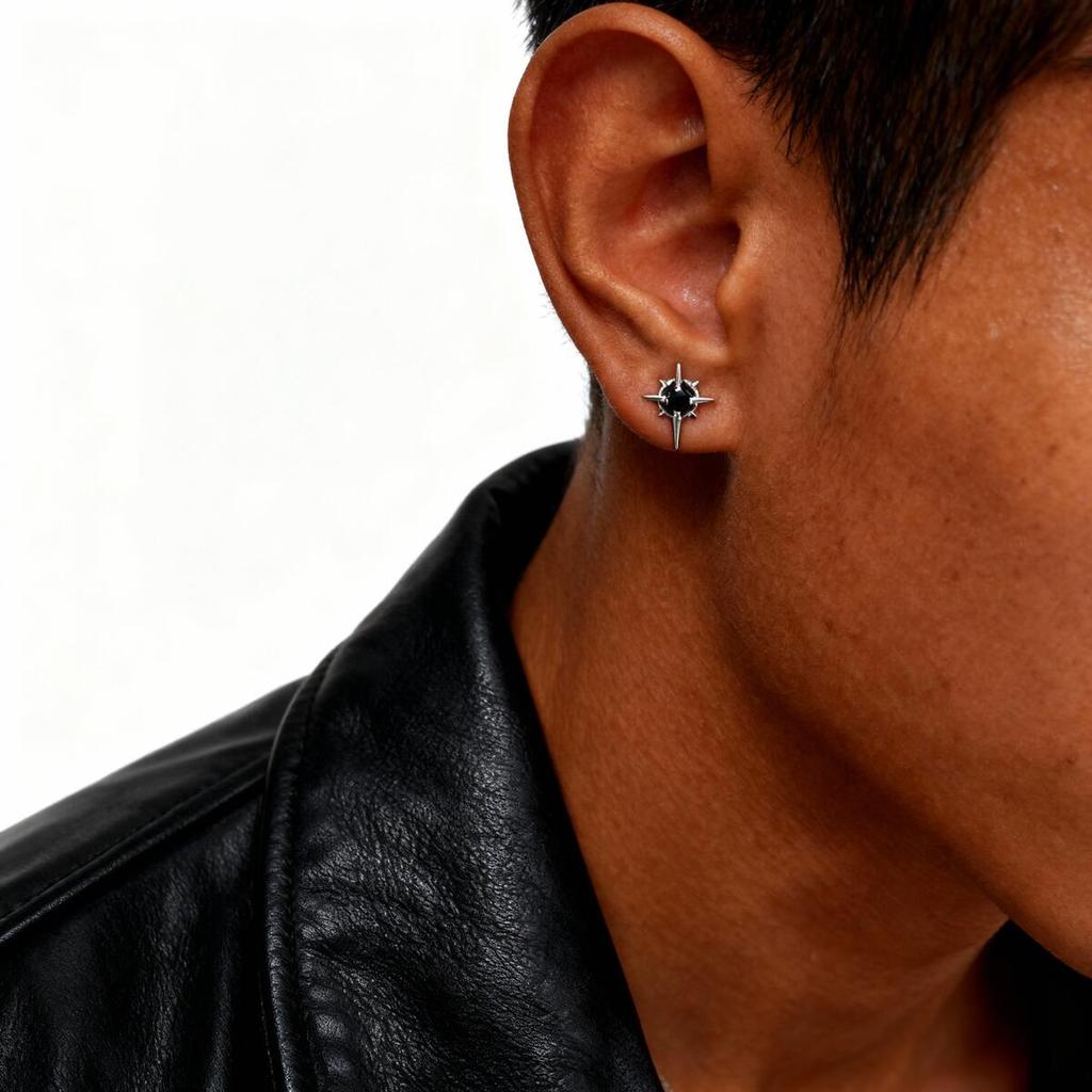 Hip Hop Star Stud Earrings for Men Women,Silver Color Zircon Star Tiny Stud Earrings,Minimalist Ear Hole Care Accessories Gifts