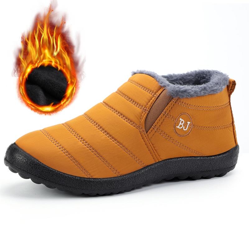 Baumwollstiefel in Übergröße für Männer und Frauen im gleichen Stil, einteilige dicke Schneestiefel mit Samt für mittelalte und ältere Menschen, warme Halbschuhe