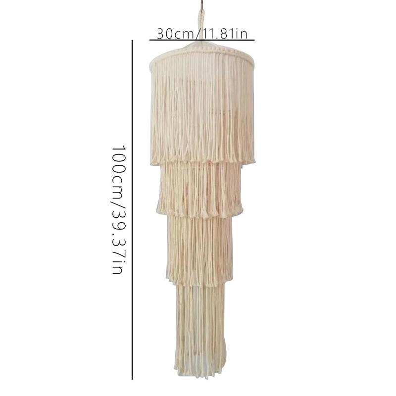 1PC Woven Tassel Tapestry Lampshade Home Bedroom Chandeliers Decorative Nordic Macrame Woven Tapestry Lampshade Luxury